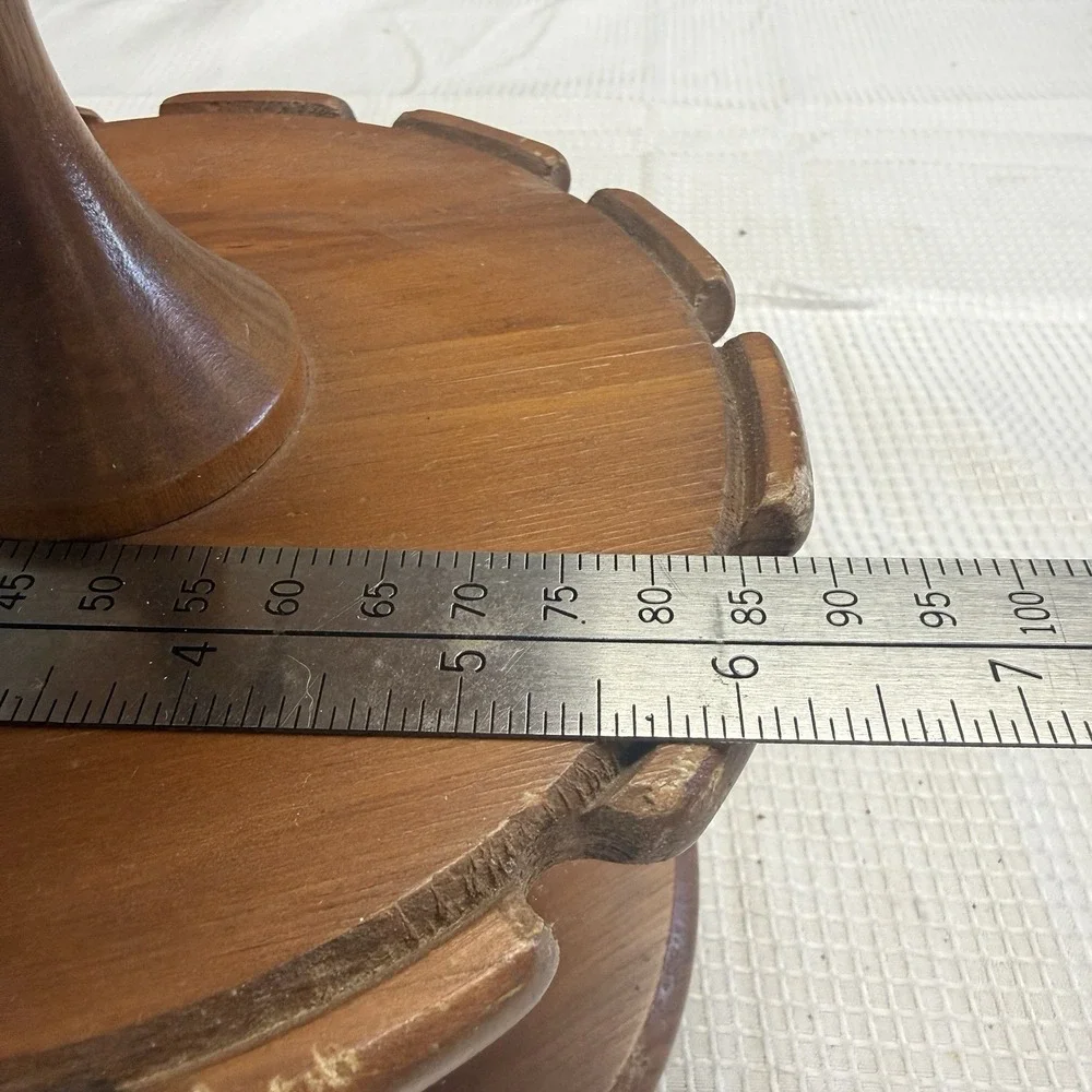 Vintage Mid Century Modern Lazy Susan Revolving Walnut 2 Tier 24 Ct Pipe Stand